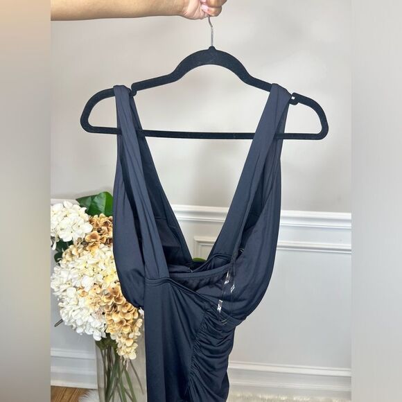 NWT MICHAEL Michael Kors Womens High Neck Shirred One-Piece Swimsuit - Picture 6 of 7